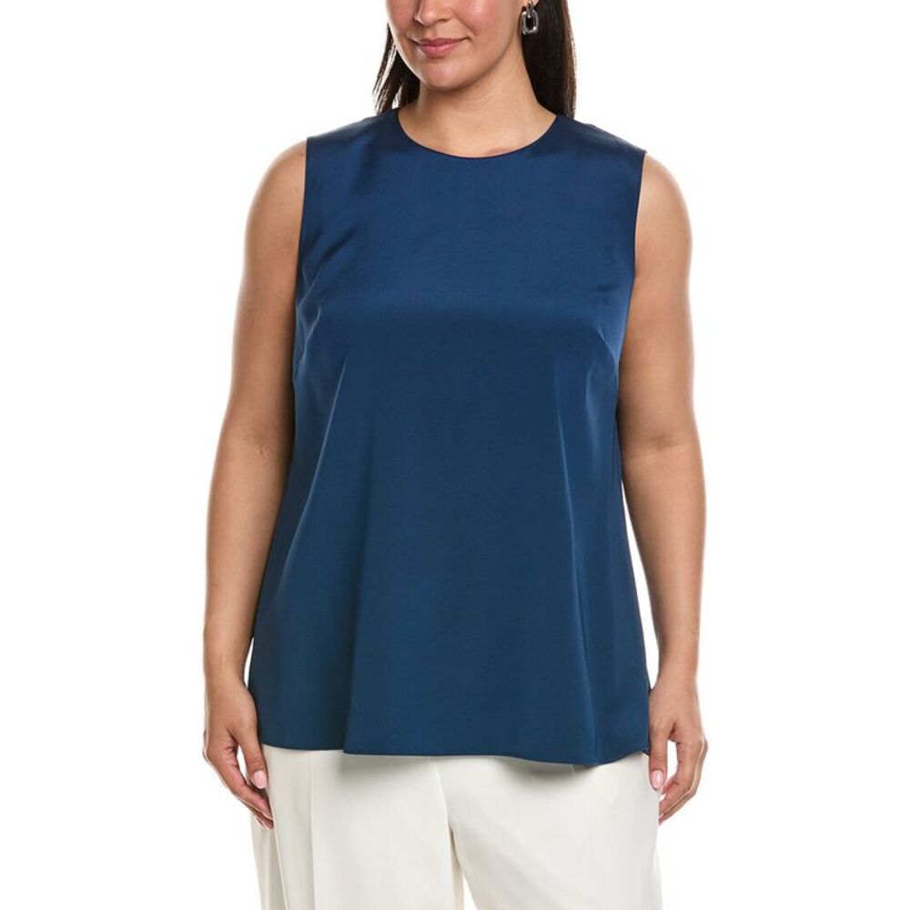 Lafayette 148 New York Womens  Plus Adela Silk-Blend Blouse, Blue